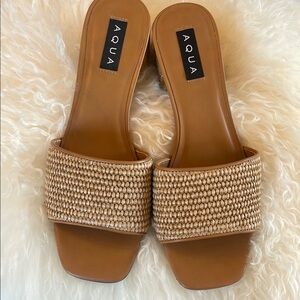 Aqua Women's Tan Slide Sandals